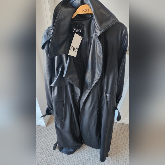 New Belted Faux Leather Trench - Picture 3 of 6